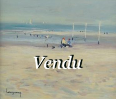 “Scène de plage, Côte Normande” M.LAQUAY-Vendu